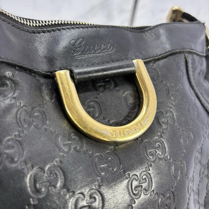GUCCI Shoulder Bag Purse GG Canvas Leather Black Authentic