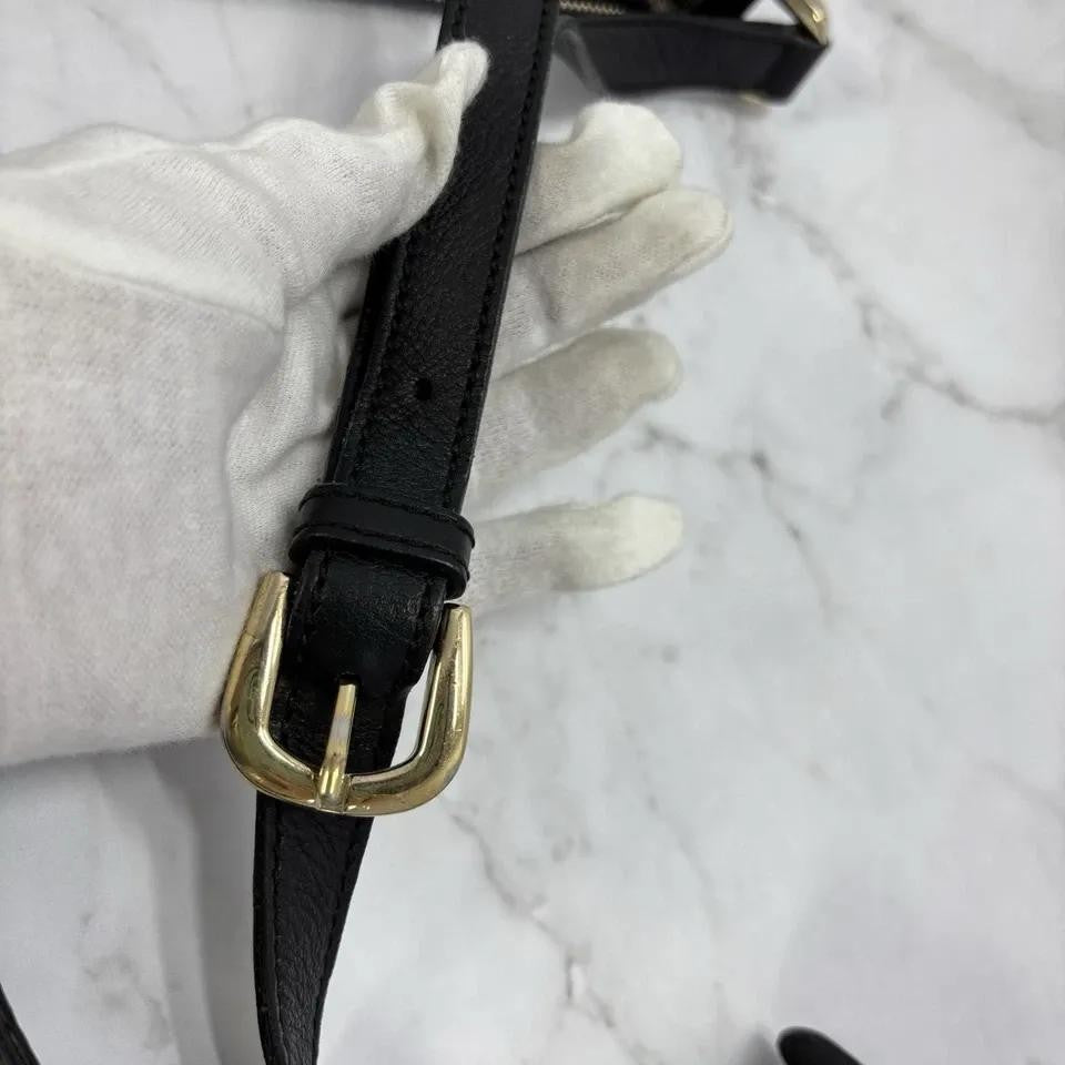 GUCCI Shoulder Bag Purse GG Canvas Leather Black Authentic