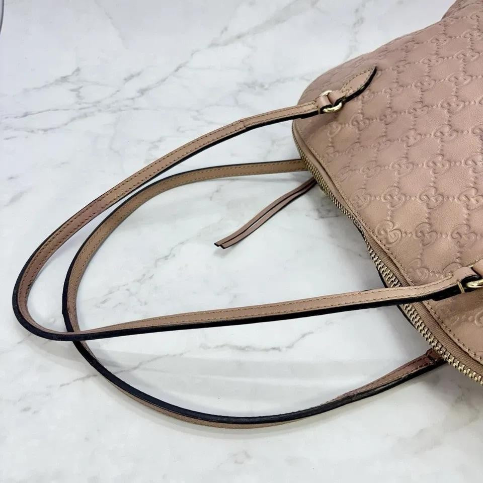 GUCCI Hand Bag Tote Purse Shima Micro GG Leather Pink Authentic