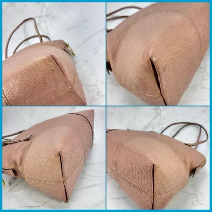 GUCCI Hand Bag Tote Purse Shima Micro GG Leather Pink Authentic