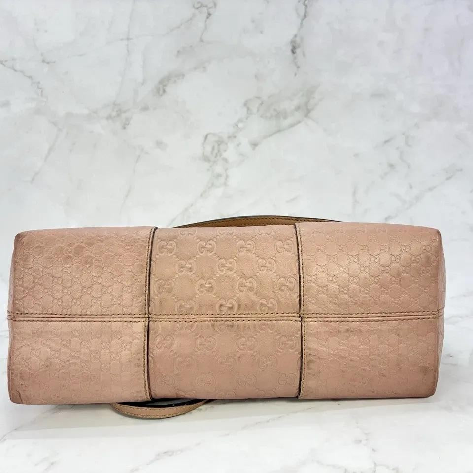 GUCCI Hand Bag Tote Purse Shima Micro GG Leather Pink Authentic