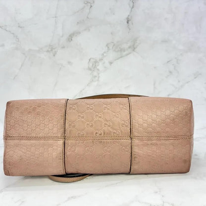 GUCCI Hand Bag Tote Purse Shima Micro GG Leather Pink Authentic