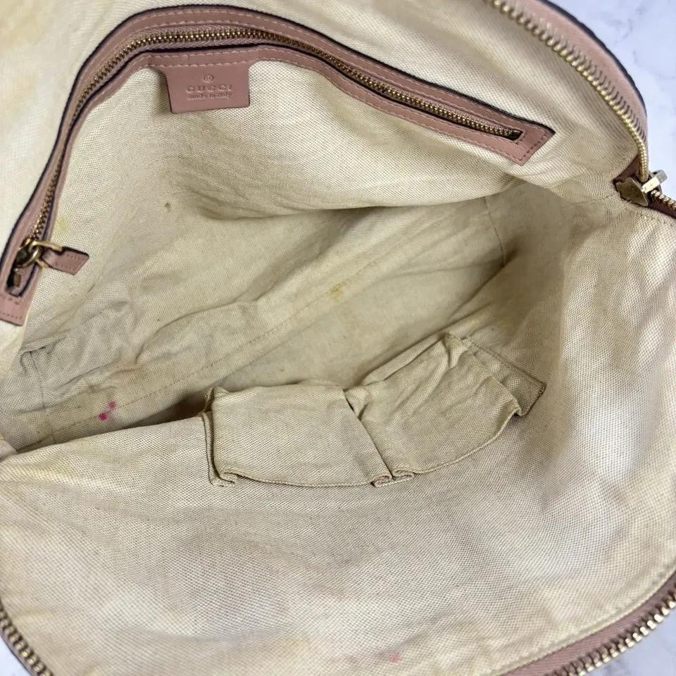 GUCCI Hand Bag Tote Purse Shima Micro GG Leather Pink Authentic