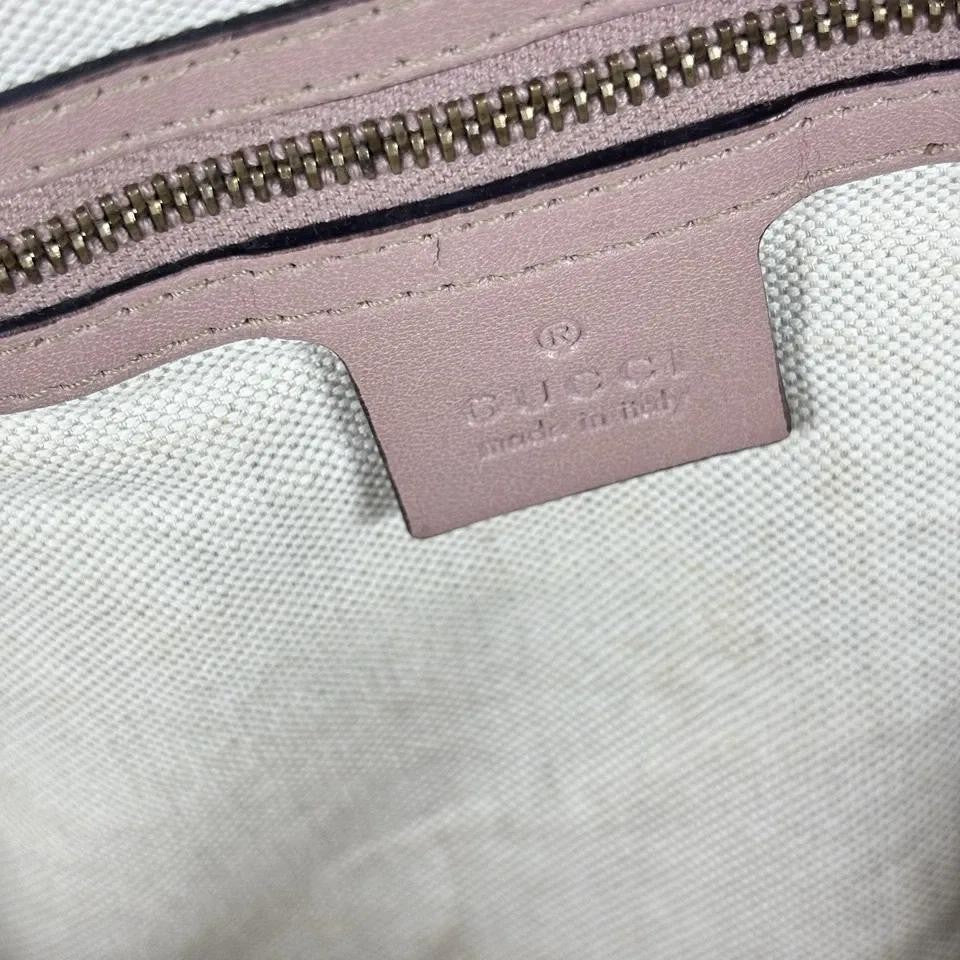 GUCCI Hand Bag Tote Purse Shima Micro GG Leather Pink Authentic