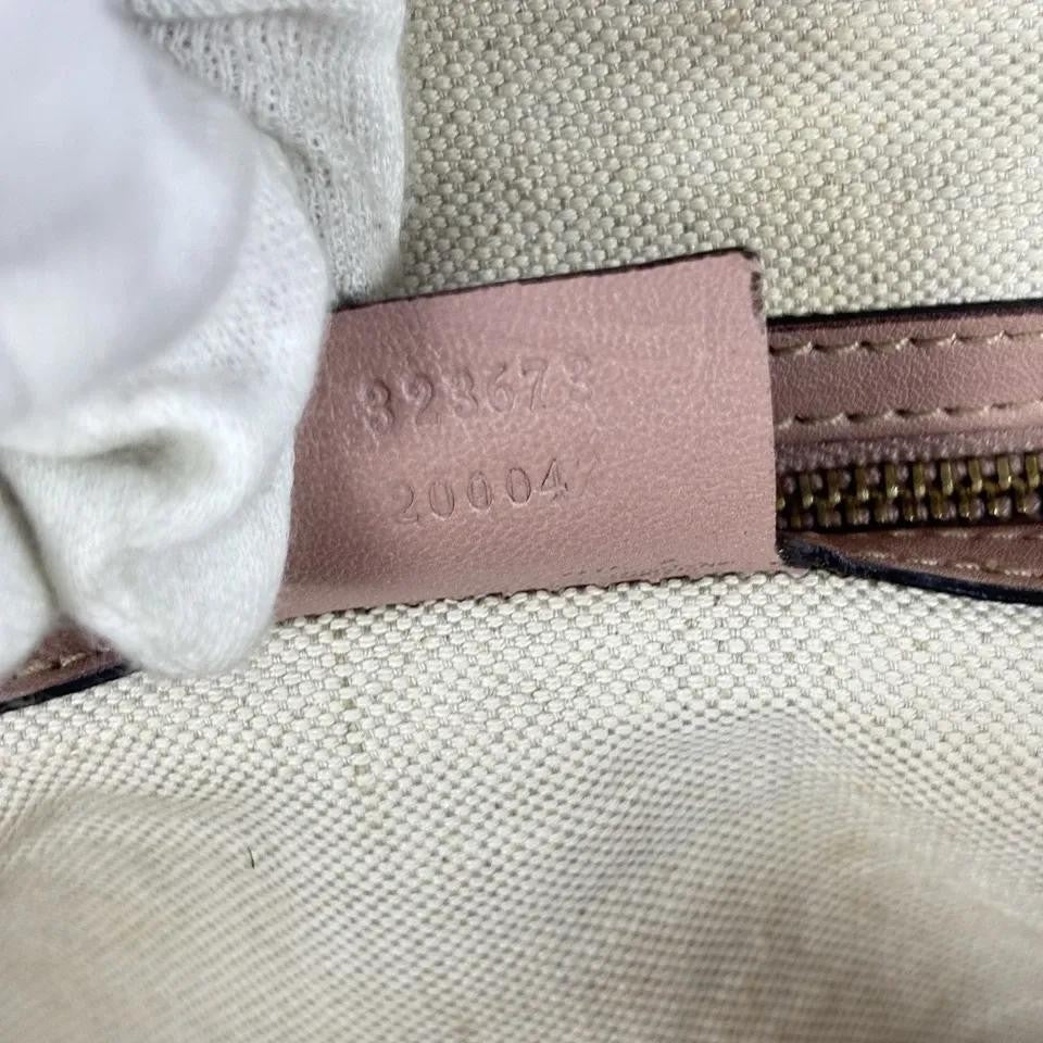 GUCCI Hand Bag Tote Purse Shima Micro GG Leather Pink Authentic