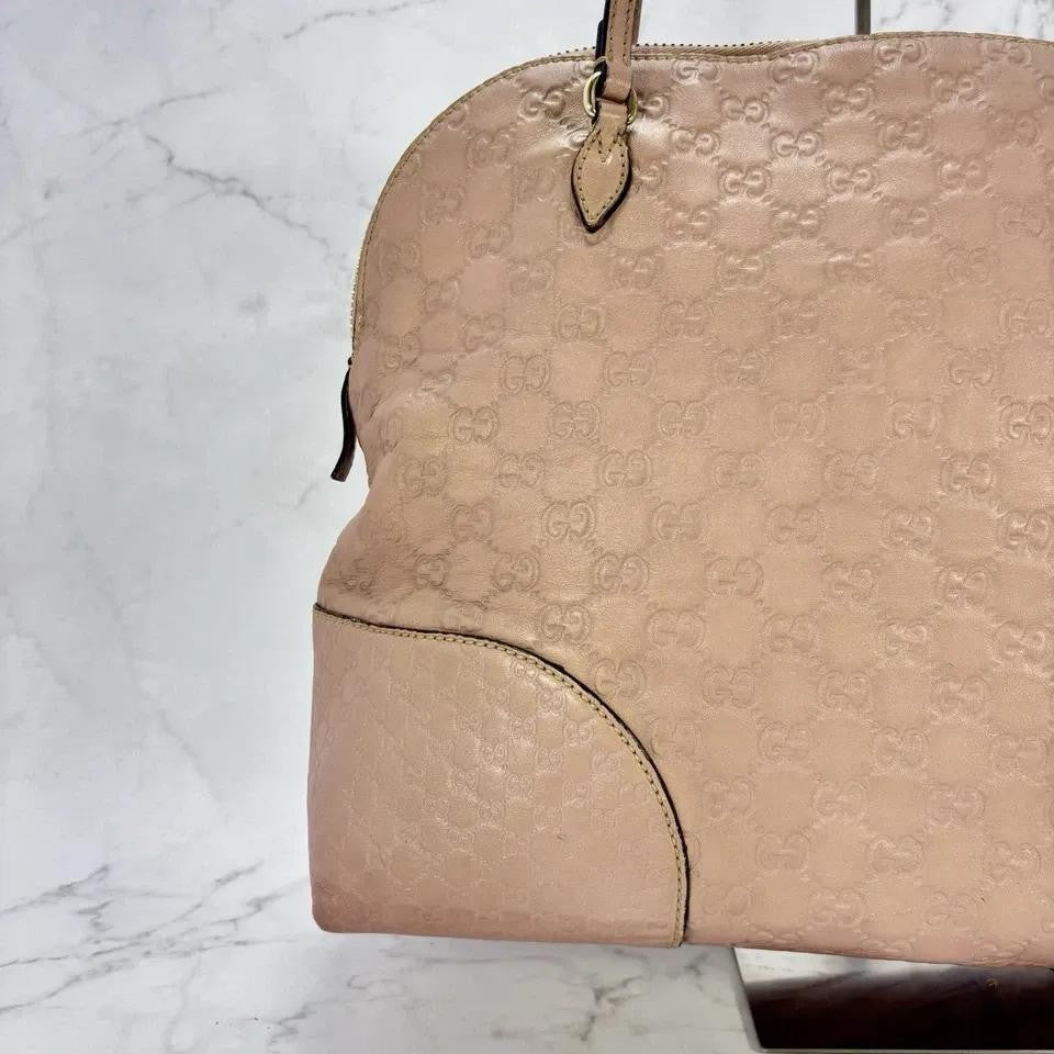 GUCCI Hand Bag Tote Purse Shima Micro GG Leather Pink Authentic