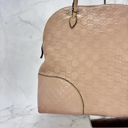 GUCCI Hand Bag Tote Purse Shima Micro GG Leather Pink Authentic
