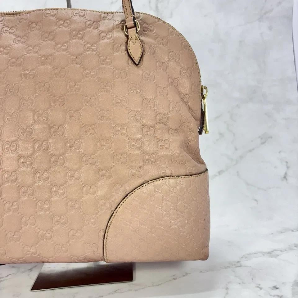 GUCCI Hand Bag Tote Purse Shima Micro GG Leather Pink Authentic