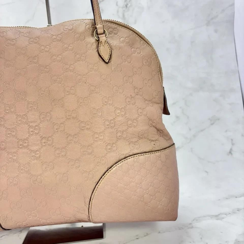 GUCCI Hand Bag Tote Purse Shima Micro GG Leather Pink Authentic