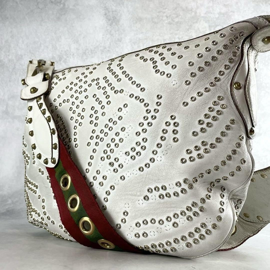 GUCCI Shoulder Bag Purse Sherry Line Leather White Authentic