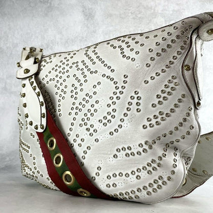 GUCCI Shoulder Bag Purse Sherry Line Leather White Authentic