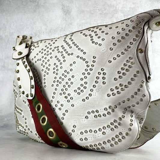 GUCCI Shoulder Bag Purse Sherry Line Leather White Authentic