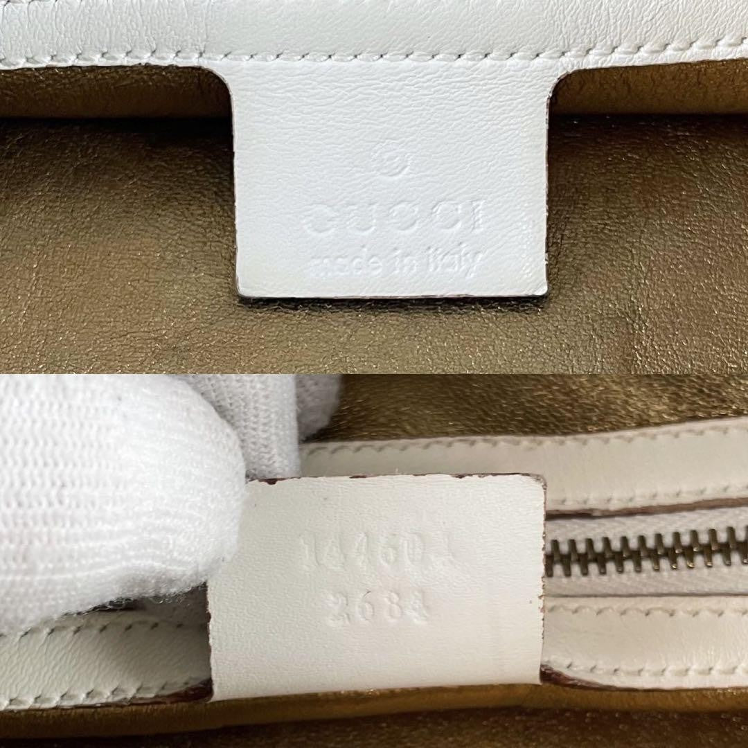 GUCCI Shoulder Bag Purse Sherry Line Leather White Authentic