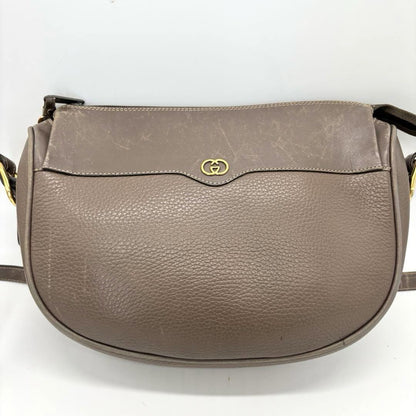 GUCCI Shoulder Bag Purse GG Old Leather Gray Authentic