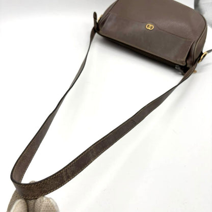 GUCCI Shoulder Bag Purse GG Old Leather Gray Authentic