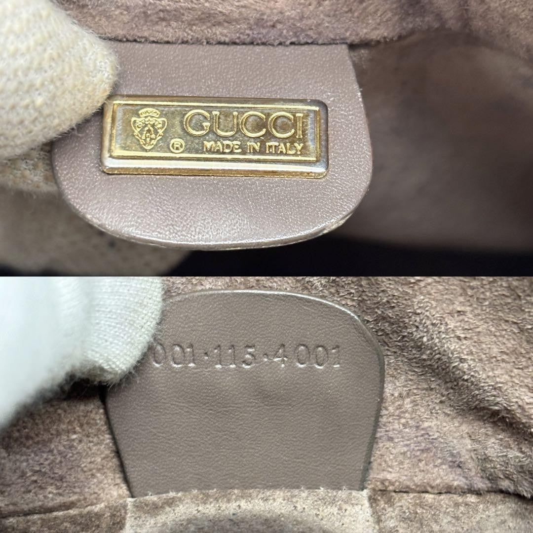 GUCCI Shoulder Bag Purse GG Old Leather Gray Authentic