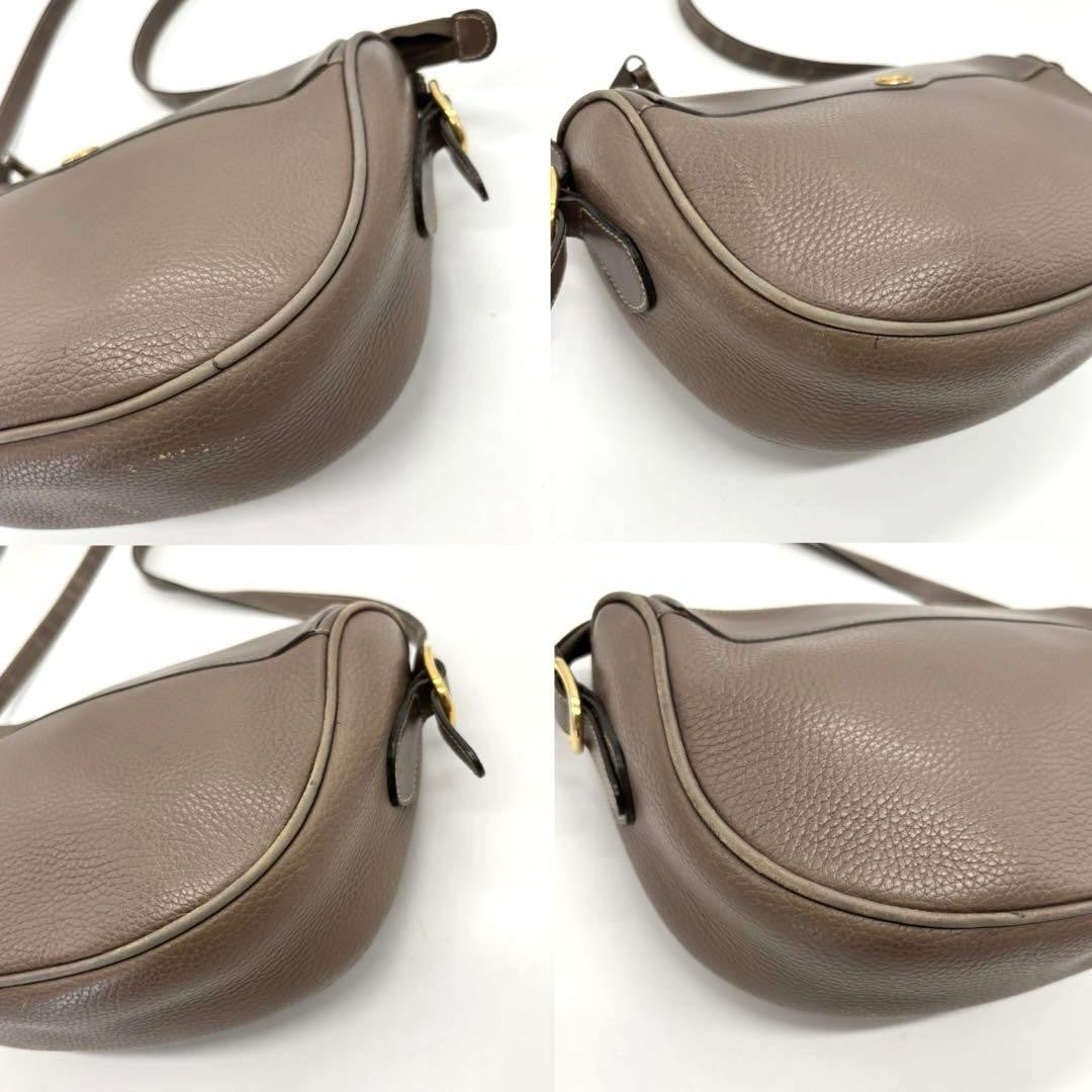 GUCCI Shoulder Bag Purse GG Old Leather Gray Authentic