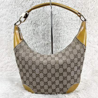 GUCCI Shoulder Bag Purse GG Canvas Mustard Beige Authentic