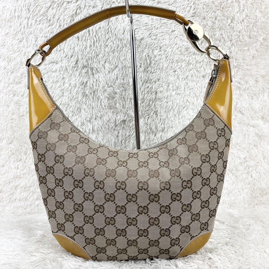 GUCCI Shoulder Bag Purse GG Canvas Mustard Beige Authentic