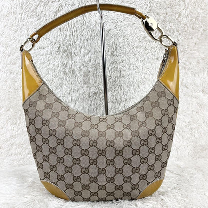 GUCCI Shoulder Bag Purse GG Canvas Mustard Beige Authentic