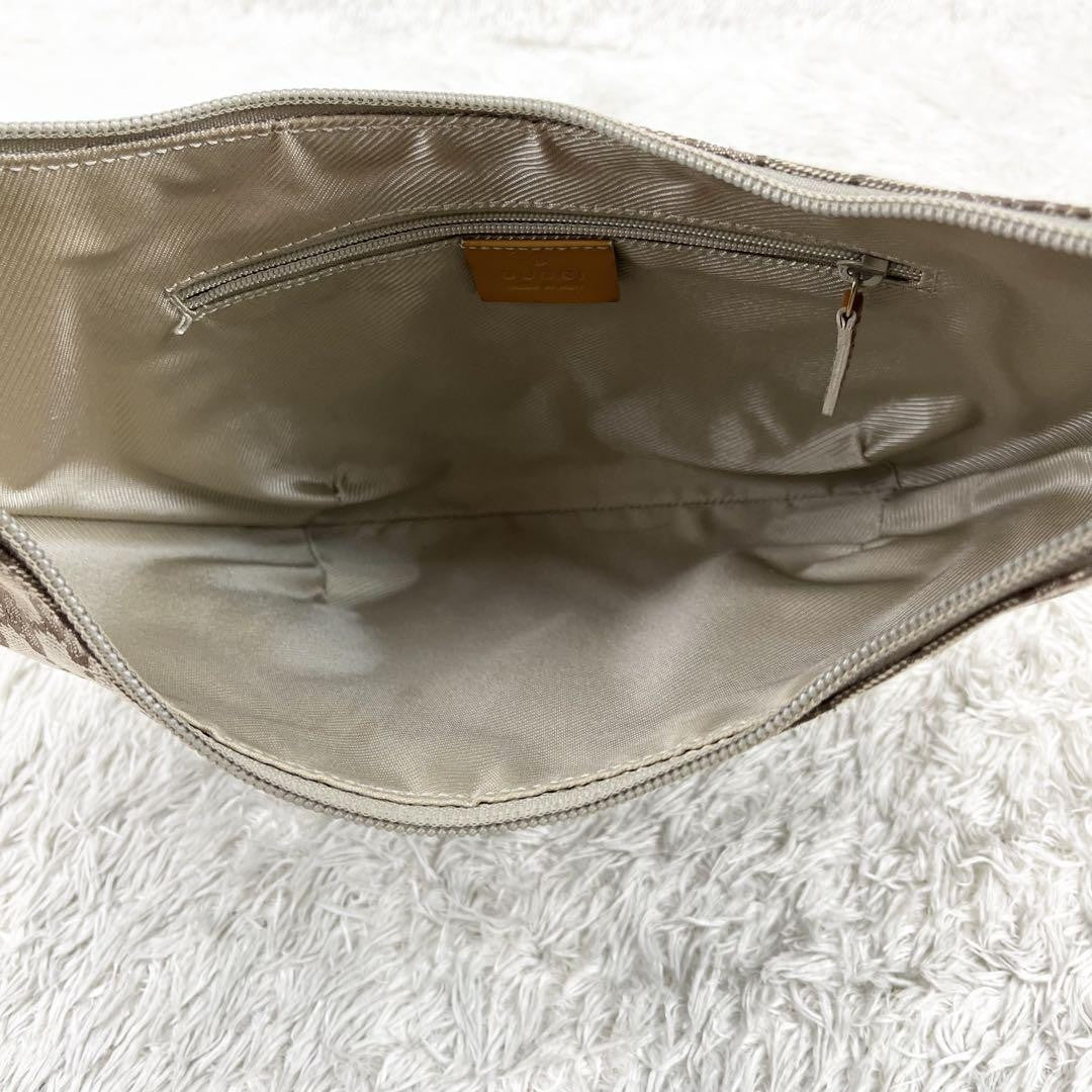 GUCCI Shoulder Bag Purse GG Canvas Mustard Beige Authentic