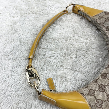 GUCCI Shoulder Bag Purse GG Canvas Mustard Beige Authentic