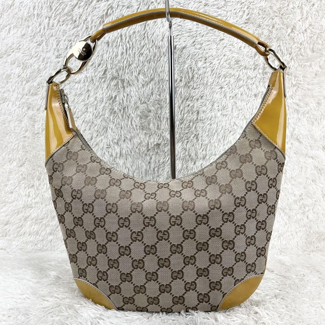GUCCI Shoulder Bag Purse GG Canvas Mustard Beige Authentic