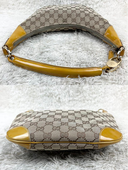GUCCI Shoulder Bag Purse GG Canvas Mustard Beige Authentic