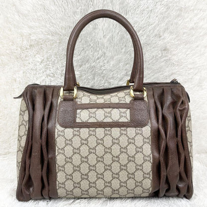 GUCCI Hand Bag Tote Purse GG Supreme Leather PVC Brown Beige Authentic