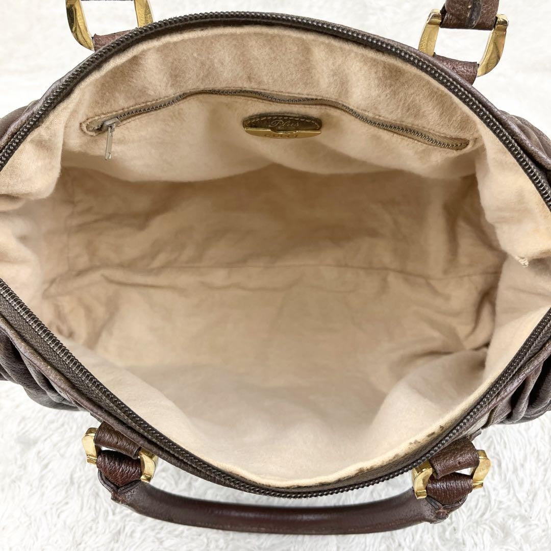 GUCCI Hand Bag Tote Purse GG Supreme Leather PVC Brown Beige Authentic