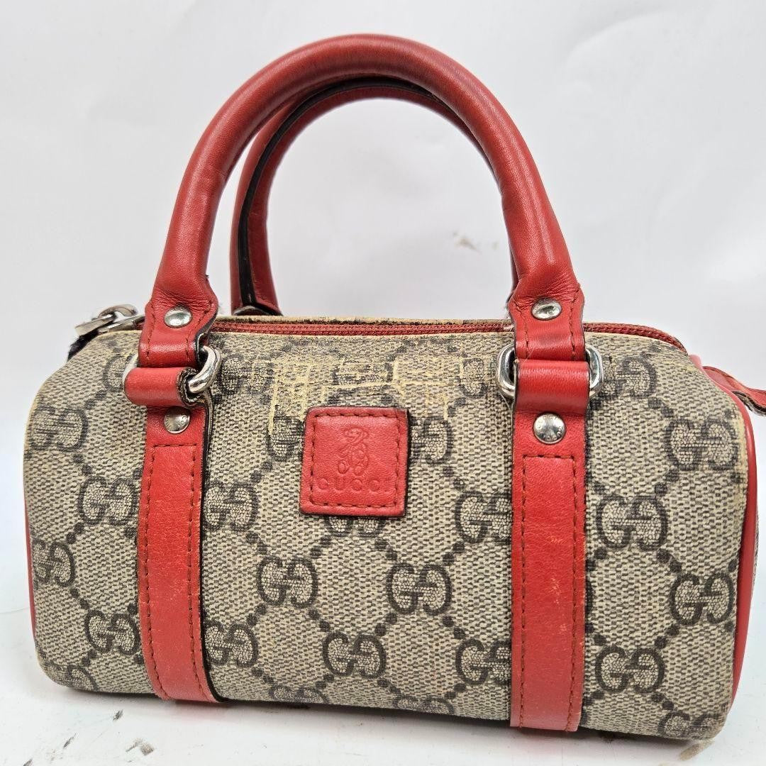 GUCCI Hand Bag Tote Purse GG Supreme Leather Authentic