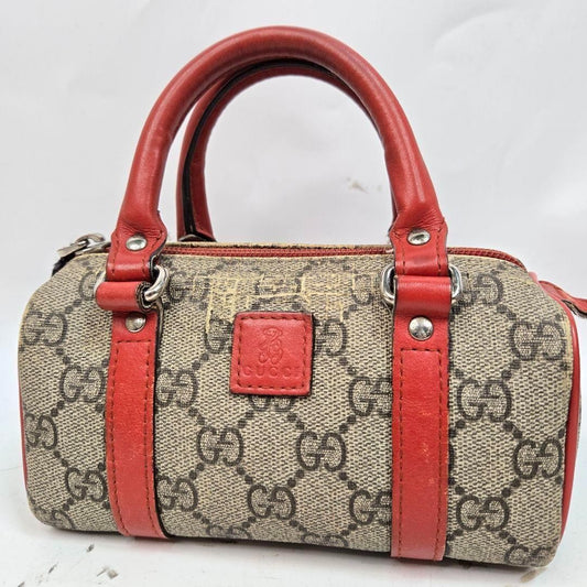 GUCCI Hand Bag Tote Purse GG Supreme Leather Authentic