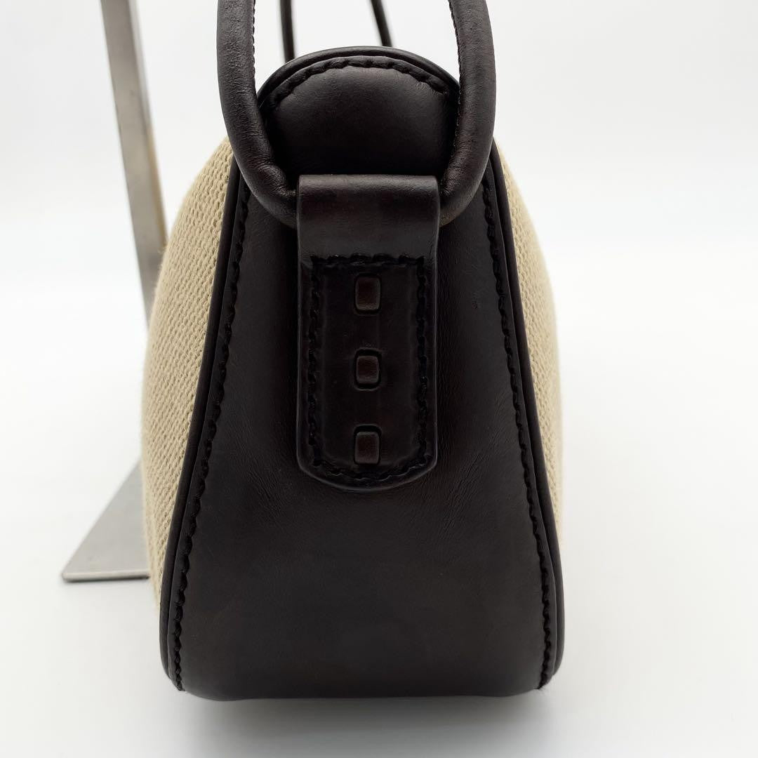 GUCCI Shoulder Bag Purse Canvas Leather Brown Beige Authentic