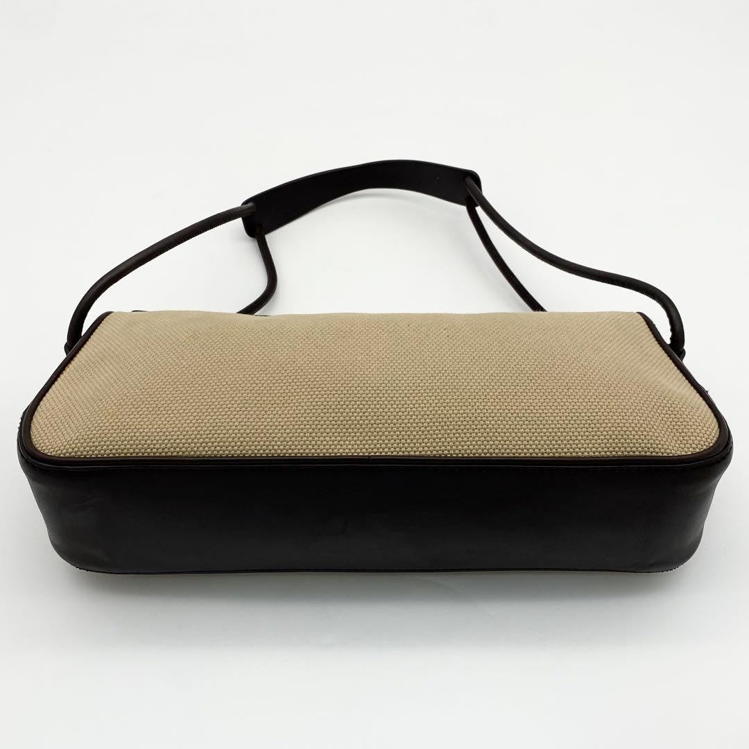 GUCCI Shoulder Bag Purse Canvas Leather Brown Beige Authentic