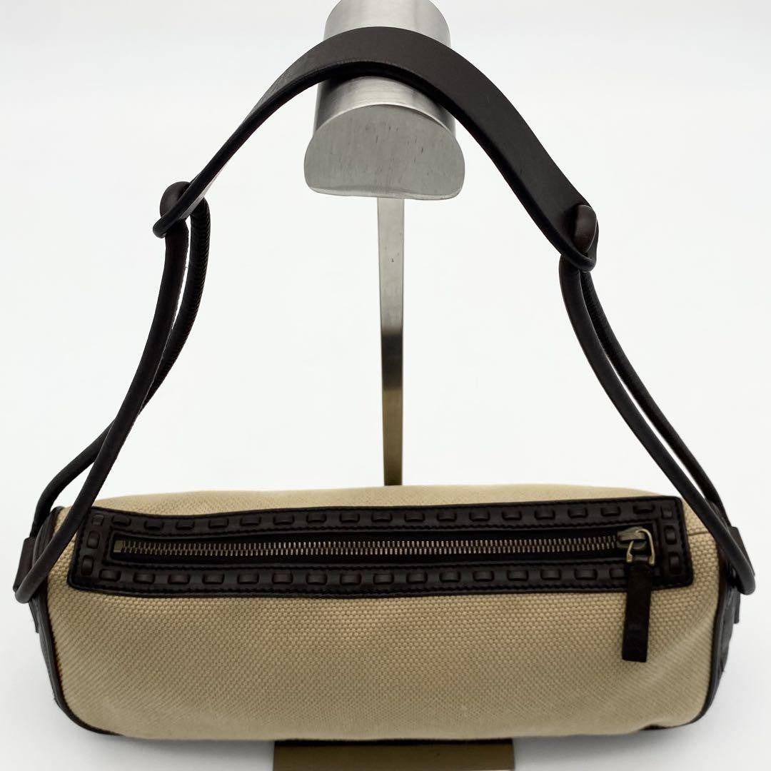 GUCCI Shoulder Bag Purse Canvas Leather Brown Beige Authentic