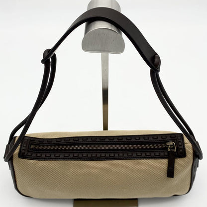 GUCCI Shoulder Bag Purse Canvas Leather Brown Beige Authentic
