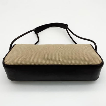 GUCCI Shoulder Bag Purse Canvas Leather Brown Beige Authentic
