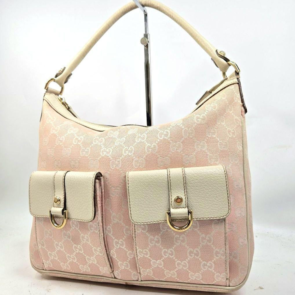 GUCCI Shoulder Bag Purse GG Canvas Leather Authentic
