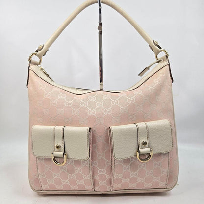 GUCCI Shoulder Bag Purse GG Canvas Leather Authentic