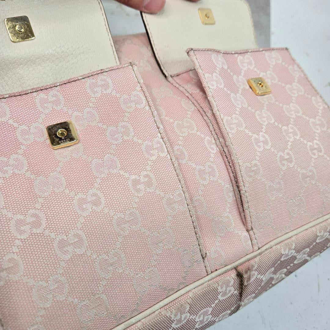 GUCCI Shoulder Bag Purse GG Canvas Leather Authentic