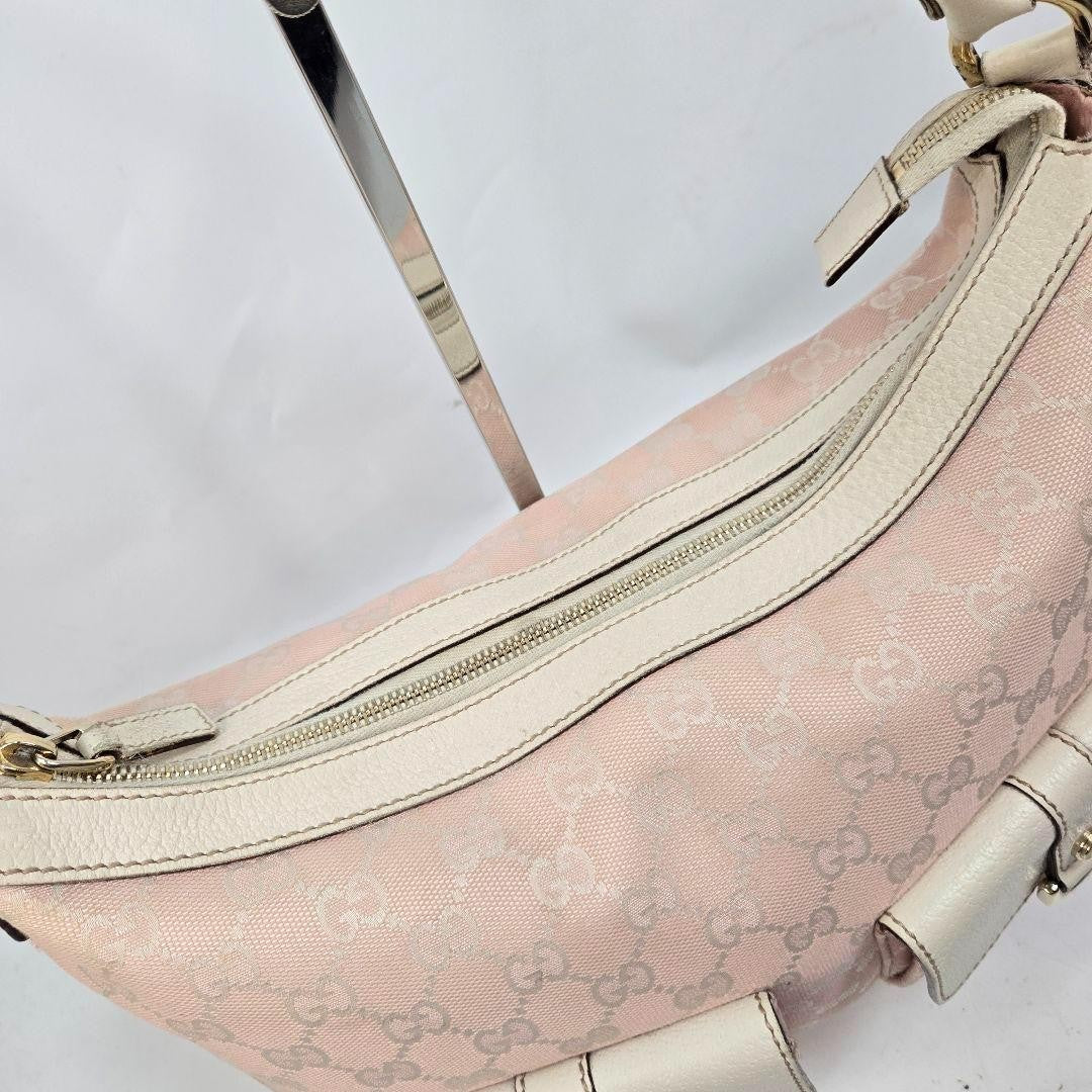 GUCCI Shoulder Bag Purse GG Canvas Leather Authentic