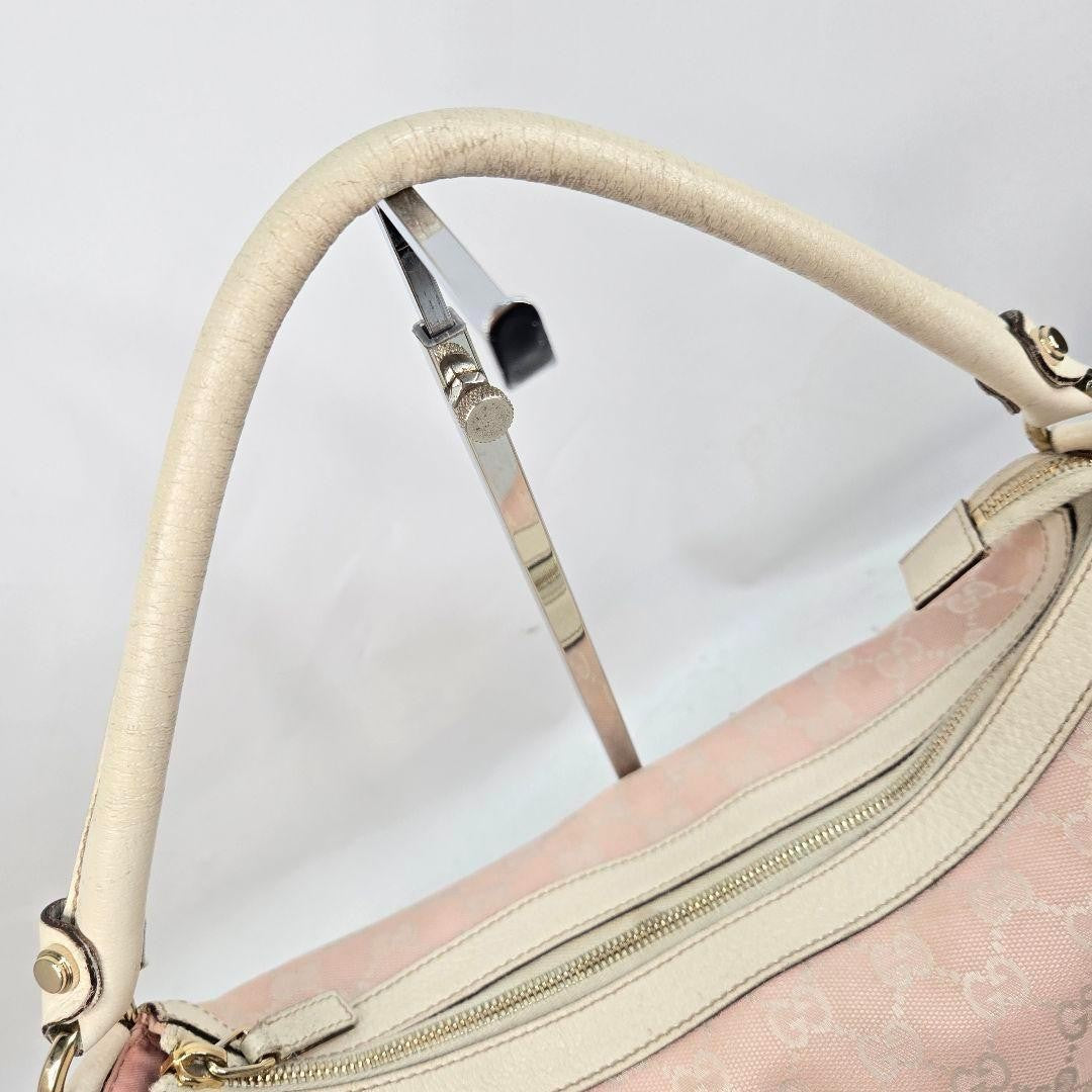 GUCCI Shoulder Bag Purse GG Canvas Leather Authentic