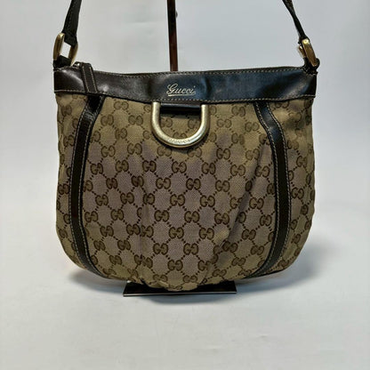 GUCCI Shoulder Bag Purse GG Canvas Leather Beige Brown Authentic