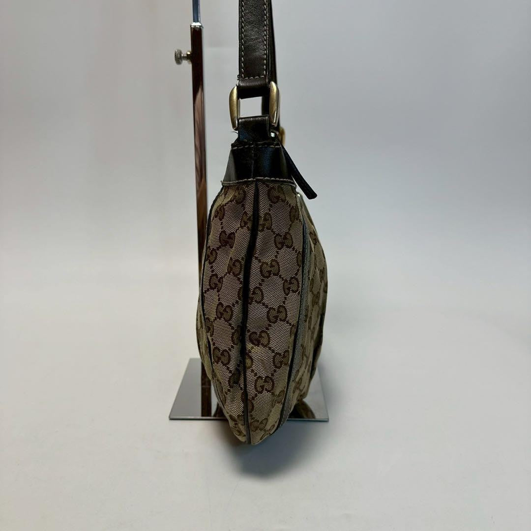 GUCCI Shoulder Bag Purse GG Canvas Leather Beige Brown Authentic