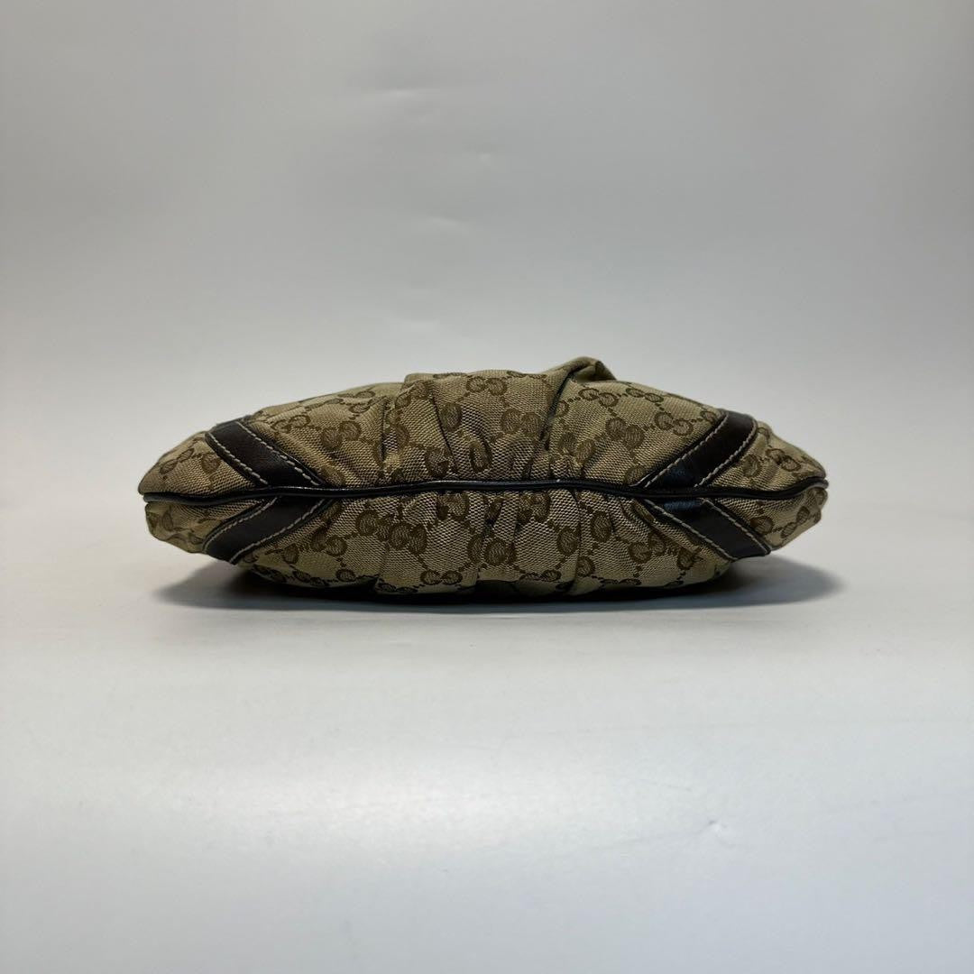 GUCCI Shoulder Bag Purse GG Canvas Leather Beige Brown Authentic