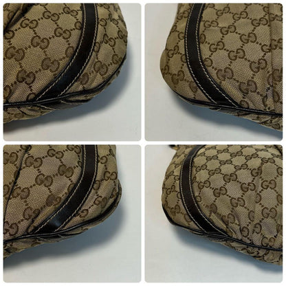 GUCCI Shoulder Bag Purse GG Canvas Leather Beige Brown Authentic