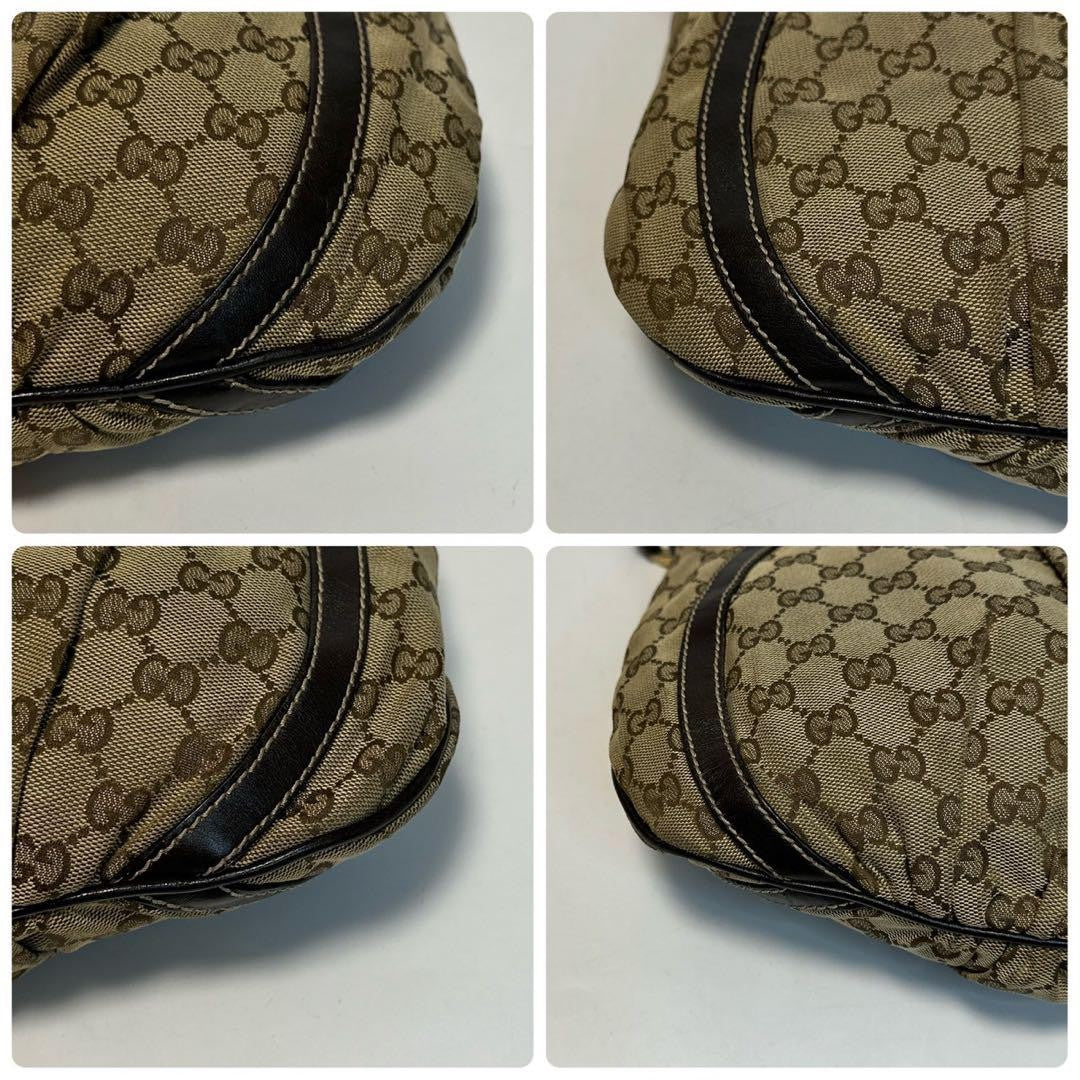 GUCCI Shoulder Bag Purse GG Canvas Leather Beige Brown Authentic