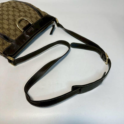 GUCCI Shoulder Bag Purse GG Canvas Leather Beige Brown Authentic