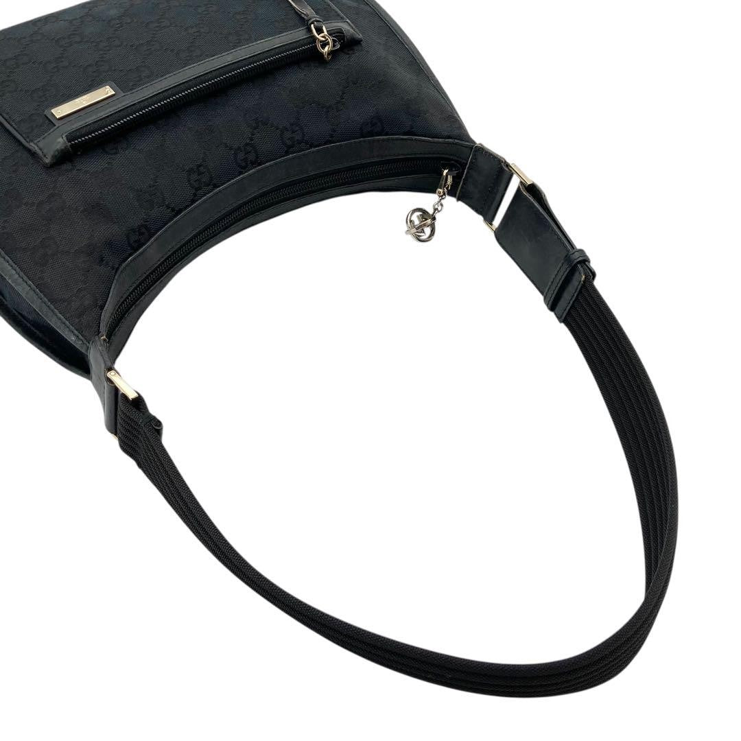 GUCCI Shoulder Bag Purse GG Canvas Black Authentic