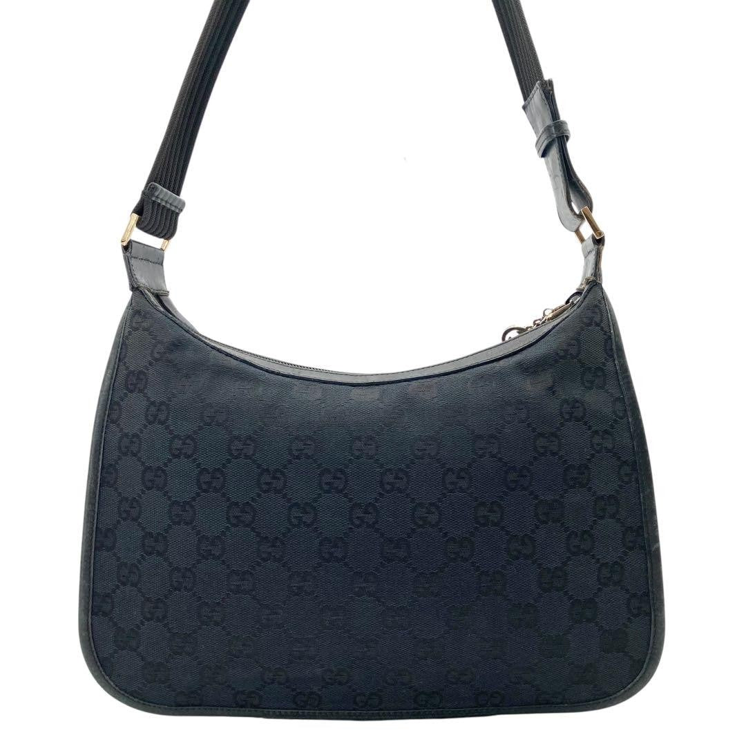 GUCCI Shoulder Bag Purse GG Canvas Black Authentic